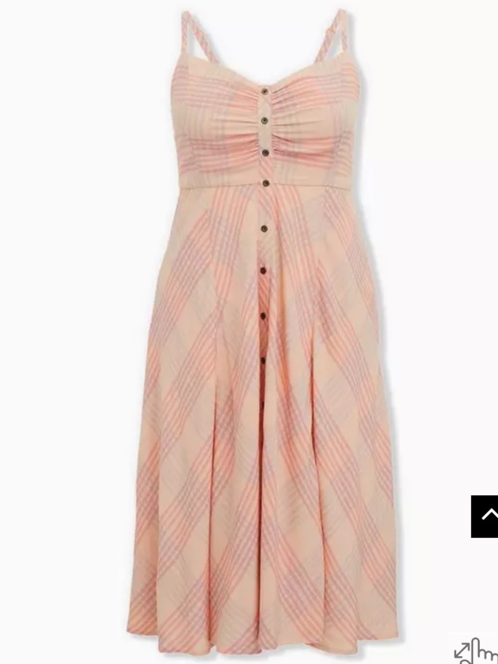 torrid Peach Plaid Challis Button-Front Midi Dress Size 1X Sleeveless - Picture 5 of 16